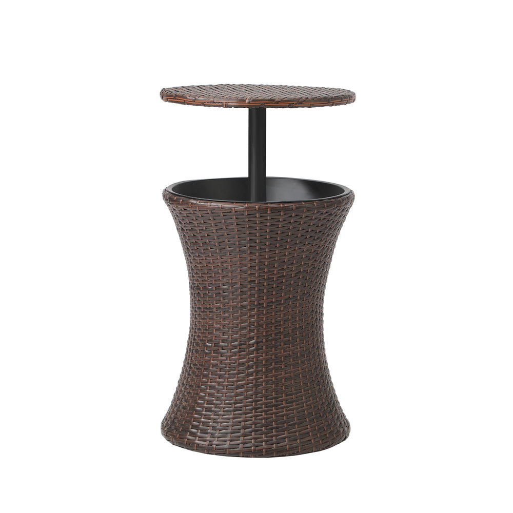 Rattan Cooler Ice Bucket Table Storage Black/Brown