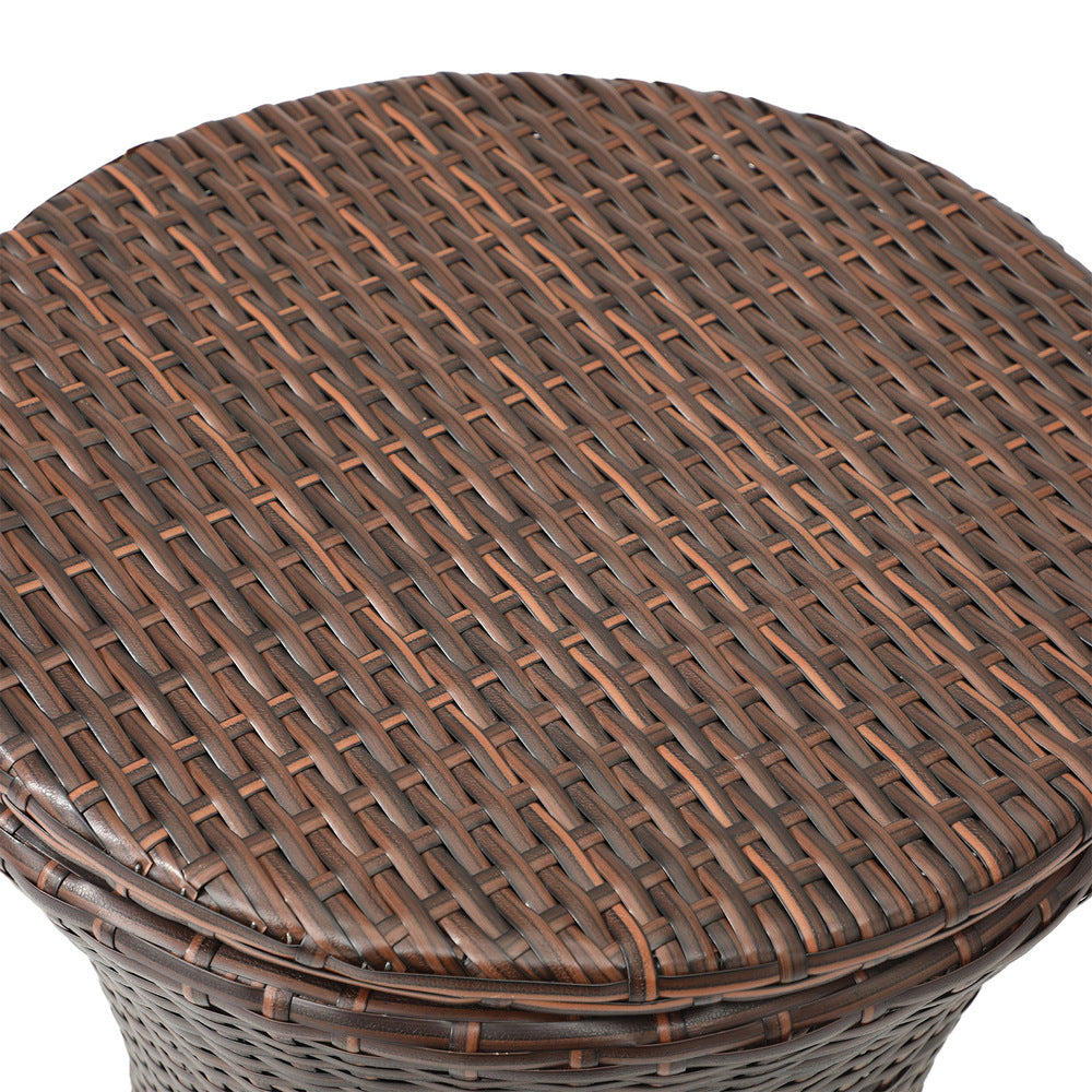 Rattan Cooler Ice Bucket Table Storage Black/Brown