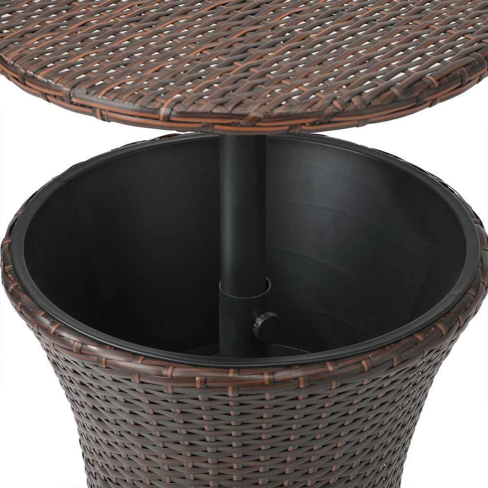 Rattan Cooler Ice Bucket Table Storage Black/Brown