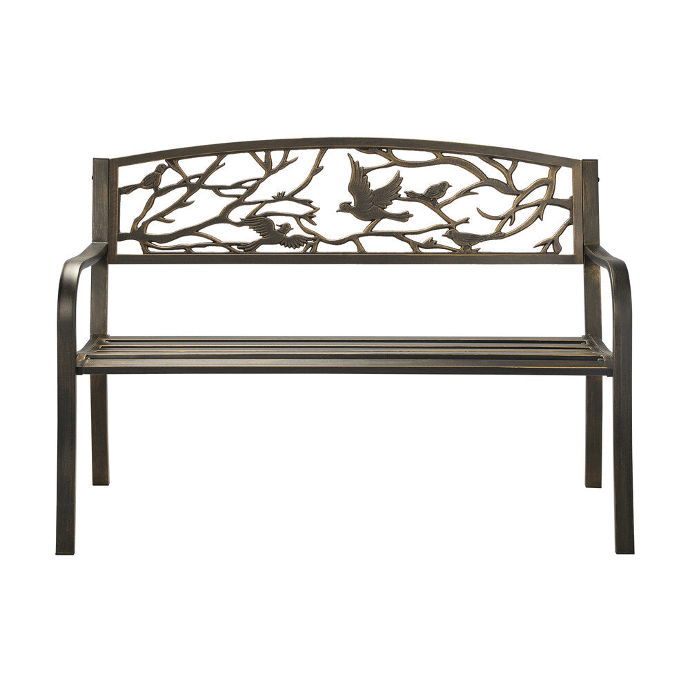 Garden Bench 3 Seater Bird Pattern Bronze