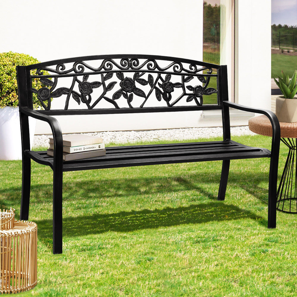 Garden Bench Seat Outdoor Furniture Patio Park Backyard Chair Black