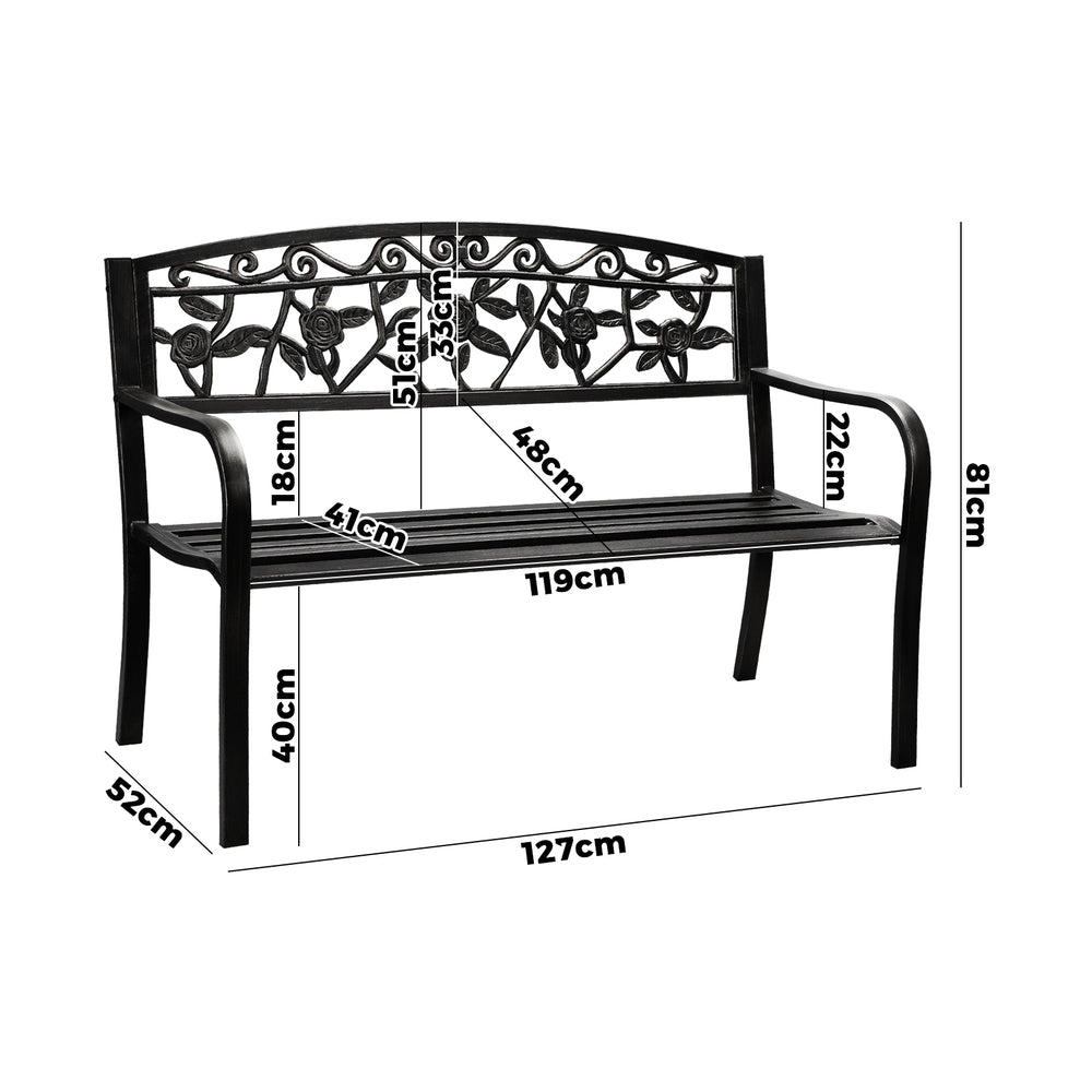 Garden Bench Seat Outdoor Furniture Patio Park Backyard Chair Black