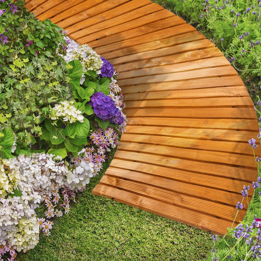 Garden Wooden Pathway 8ft Roll-Out Curved