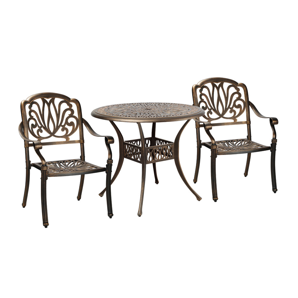 Outdoor Dining Chairs 3 Piece Bistro Set Cast Aluminium Patio Furniture