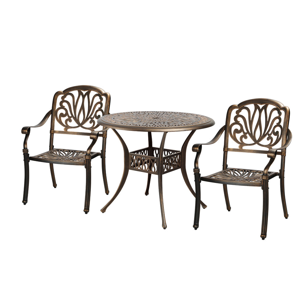 Outdoor Dining Chairs 3 Piece Bistro Set Cast Aluminium Patio Furniture