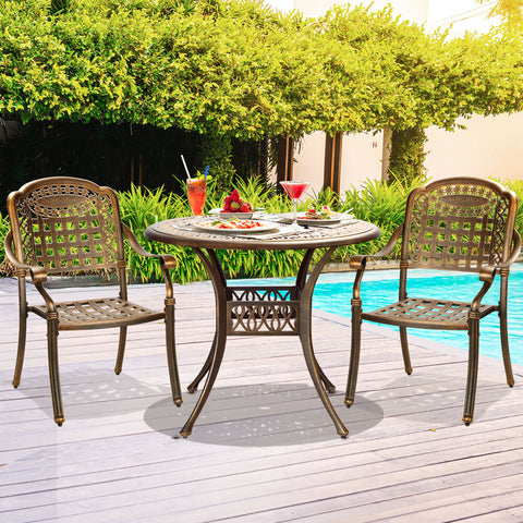 Outdoor Dining Chairs 3 Piece Bistro Set Cast Aluminium Patio Furniture