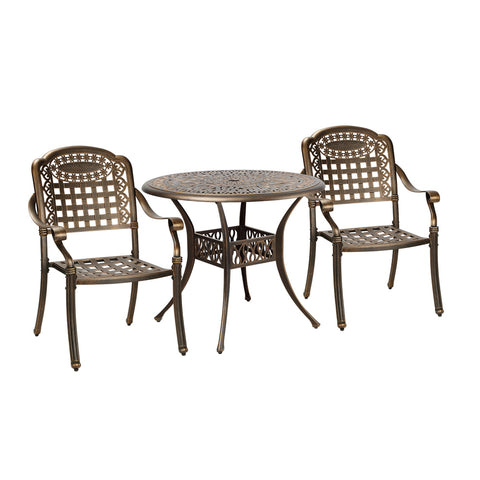 Outdoor Dining Chairs 3 Piece Bistro Set Cast Aluminium Patio Furniture