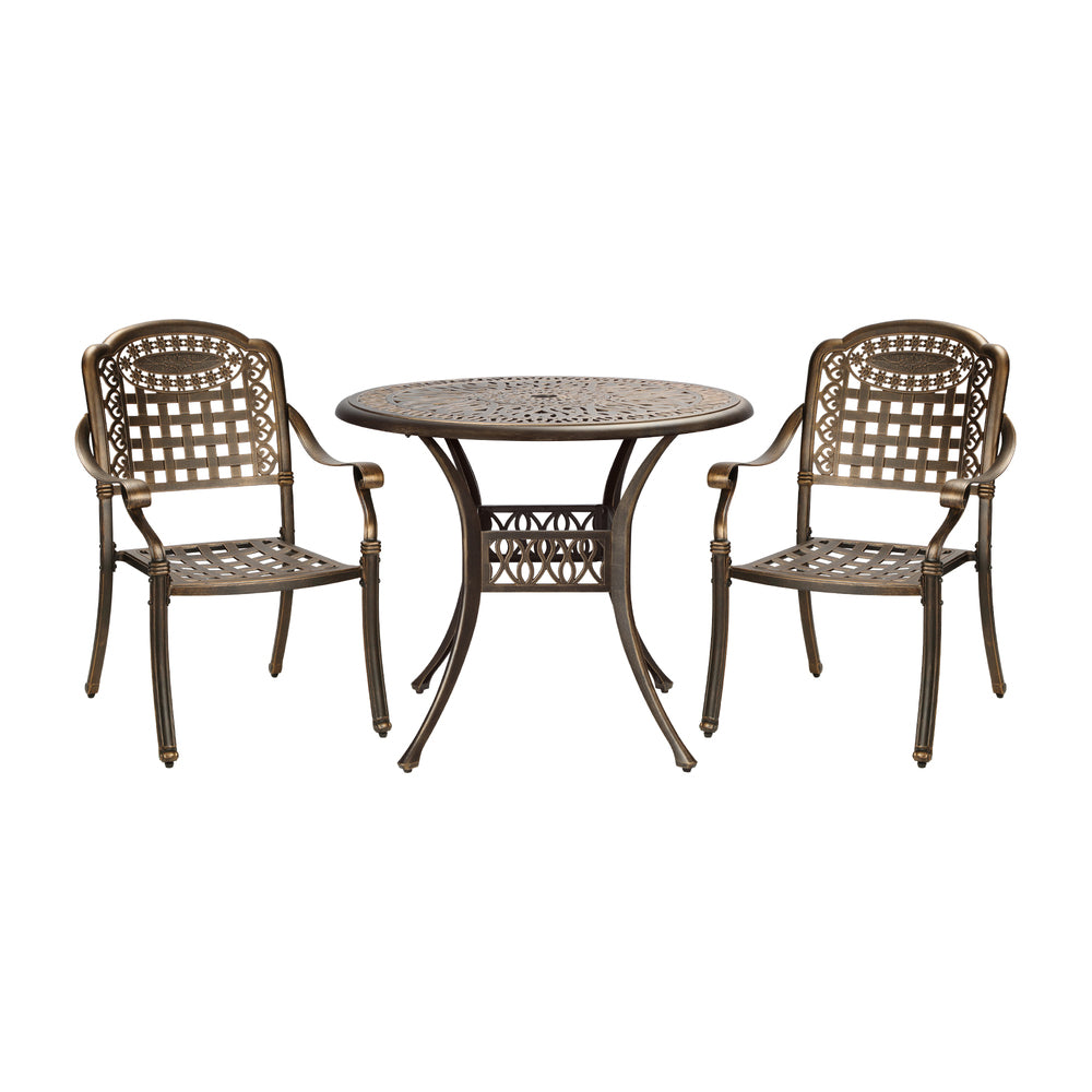 Outdoor Dining Chairs 3 Piece Bistro Set Cast Aluminium Patio Furniture