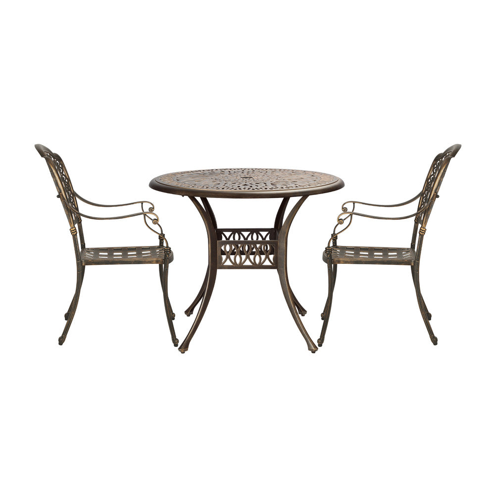 Outdoor Dining Chairs 3 Piece Bistro Set Cast Aluminium Patio Furniture