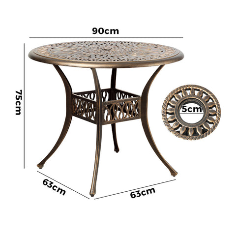 Garden Table Bronze Cast Aluminium Outdoor Patio Dining Side Table 75cm