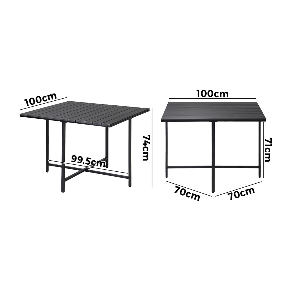 Outdoor Dining Table Black Wood-Plastic