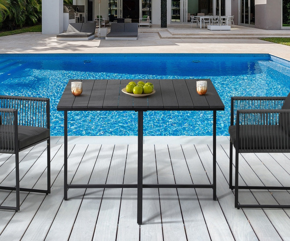 Outdoor Dining Table Black Wood-Plastic