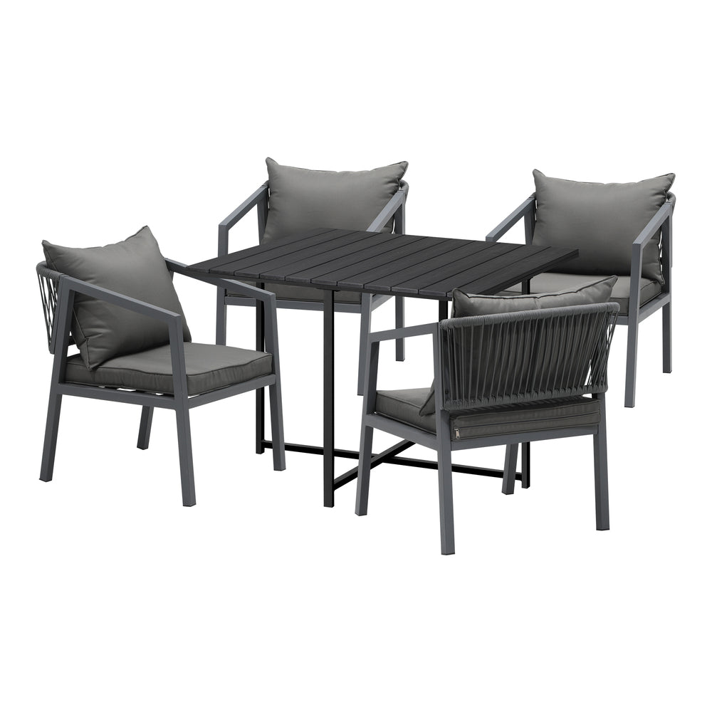 Outdoor Dining Set Garden Balck Table Setting 4 Seater