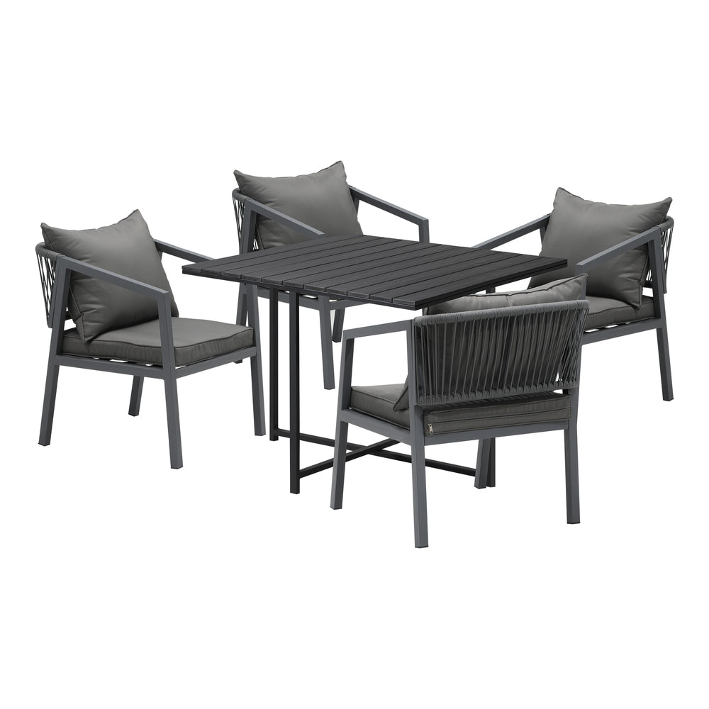 Outdoor Dining Set Garden Balck Table Setting 4 Seater