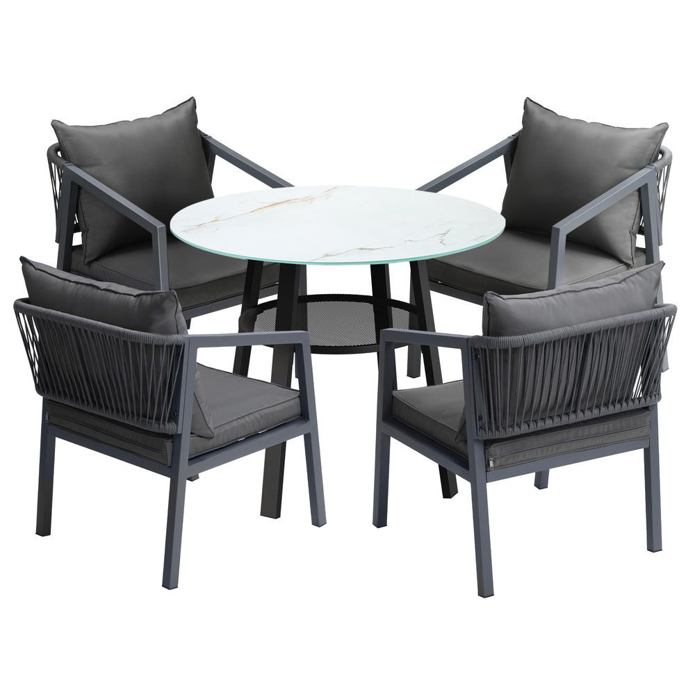 5PCS Outdoor Dining Set Table Lounge Chair