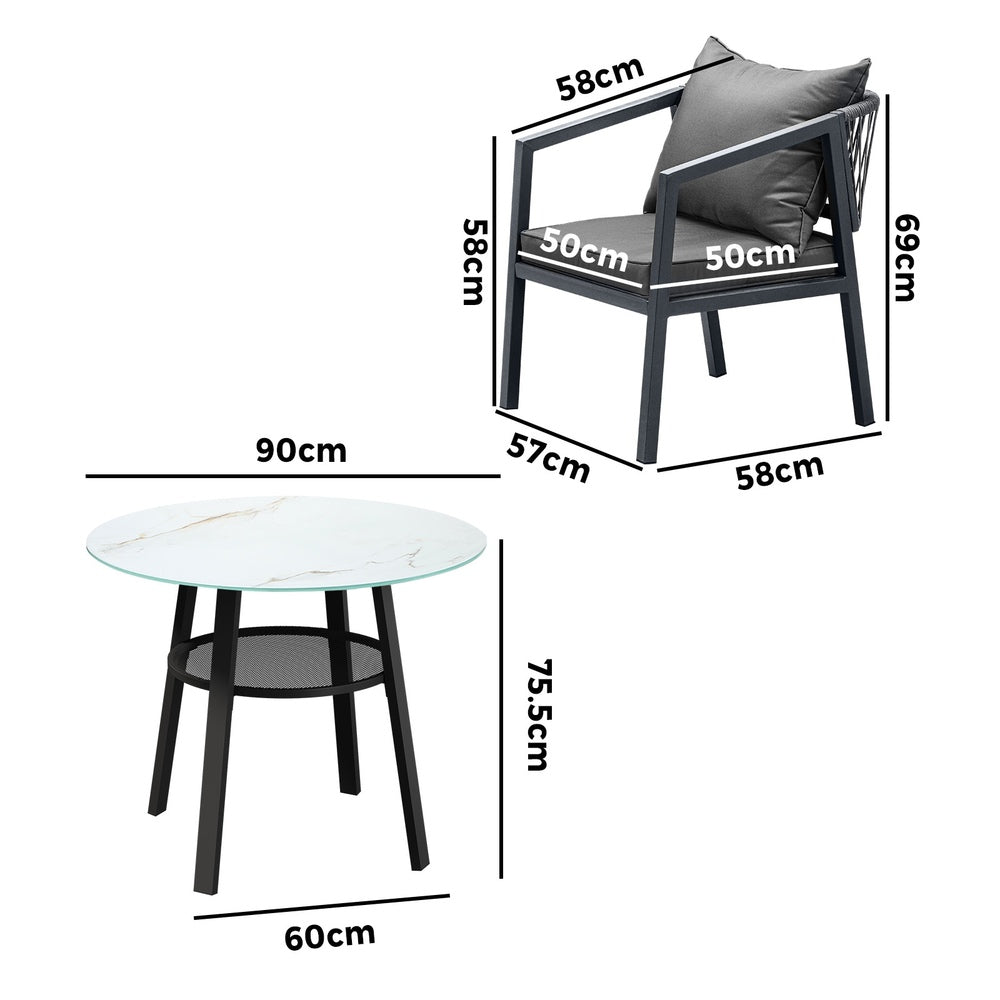 5PCS Outdoor Dining Set Table Lounge Chair