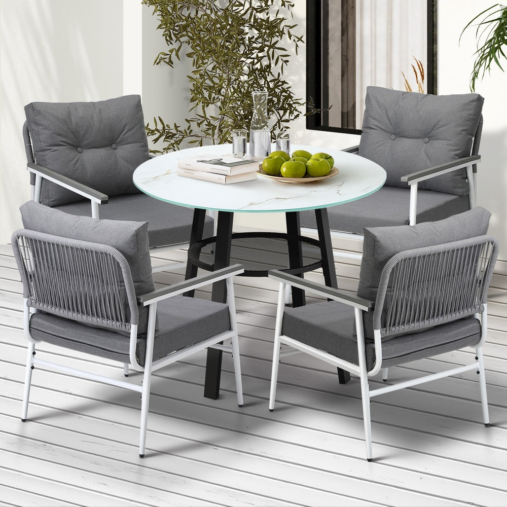 Outdoor Dining Set 3PC/5Pc Lounge Setting Table Storage Shelf