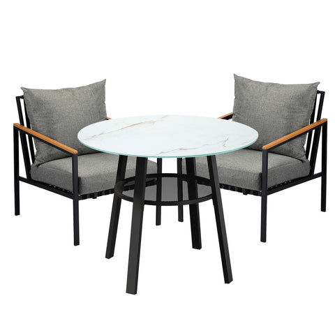 Outdoor Dining Setting Table Sofa Chairs 3PCS