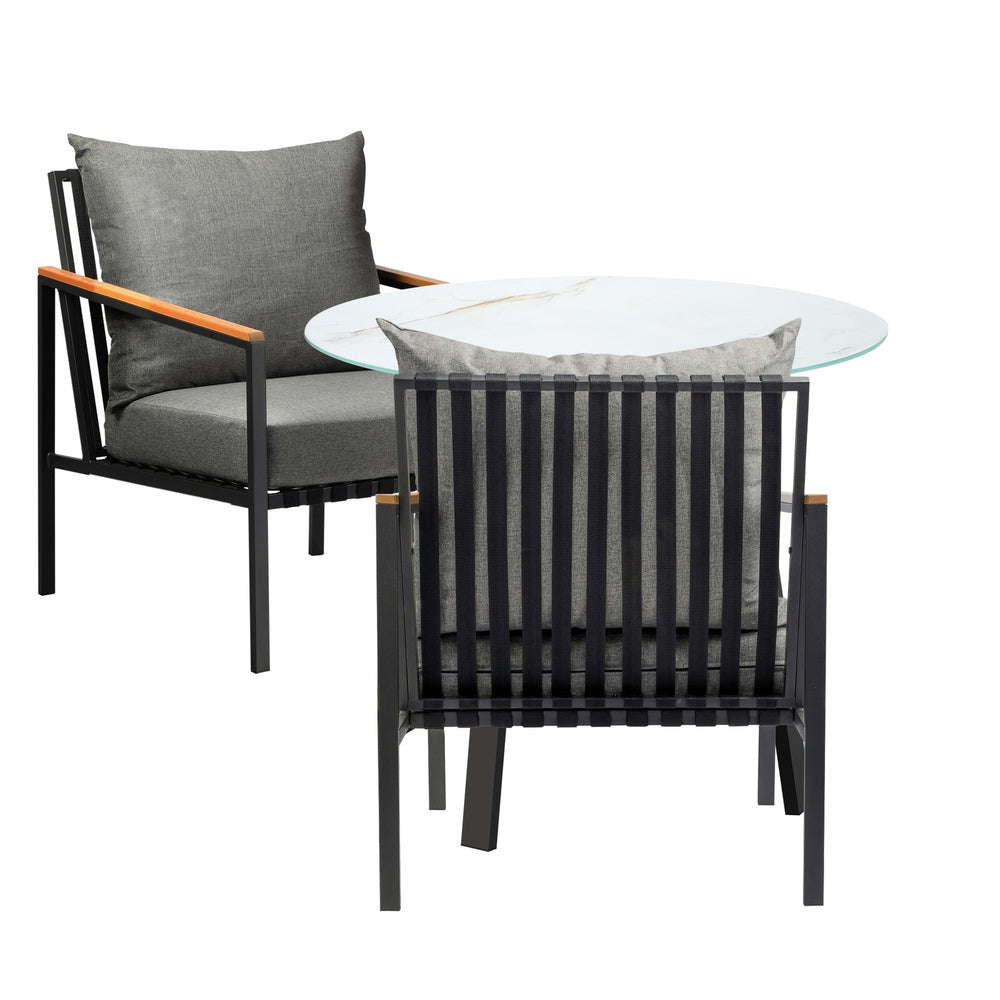 Outdoor Dining Setting Table Sofa Chairs 3PCS