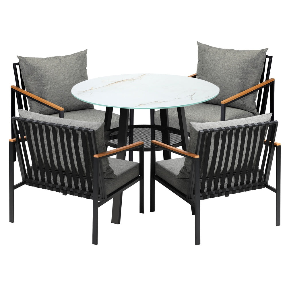 Outdoor Dining Setting Table Sofa Chairs 5PCS