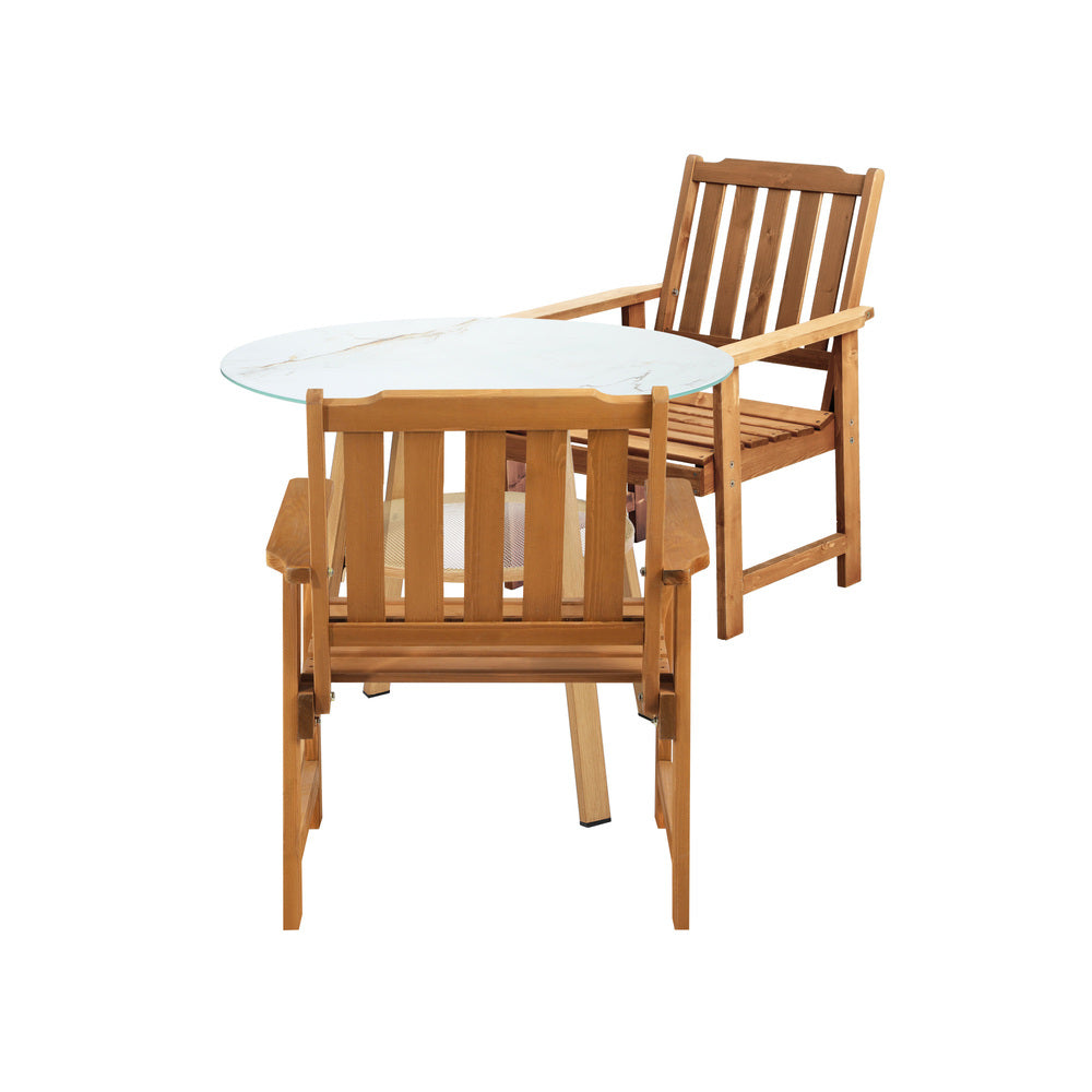 3PC Outdoor Dining Set Solid Wood Chair and Table