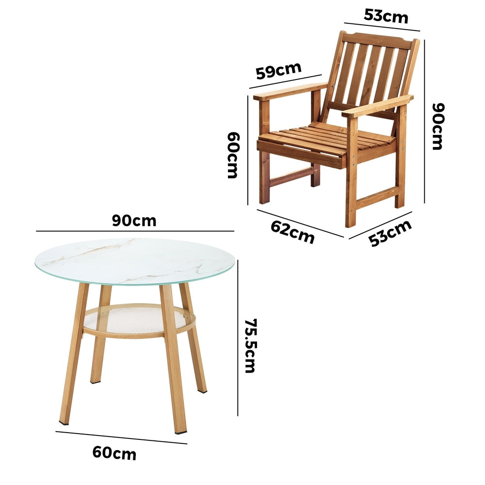 5PCS Outdoor Dining Setting Solid Wood Chair