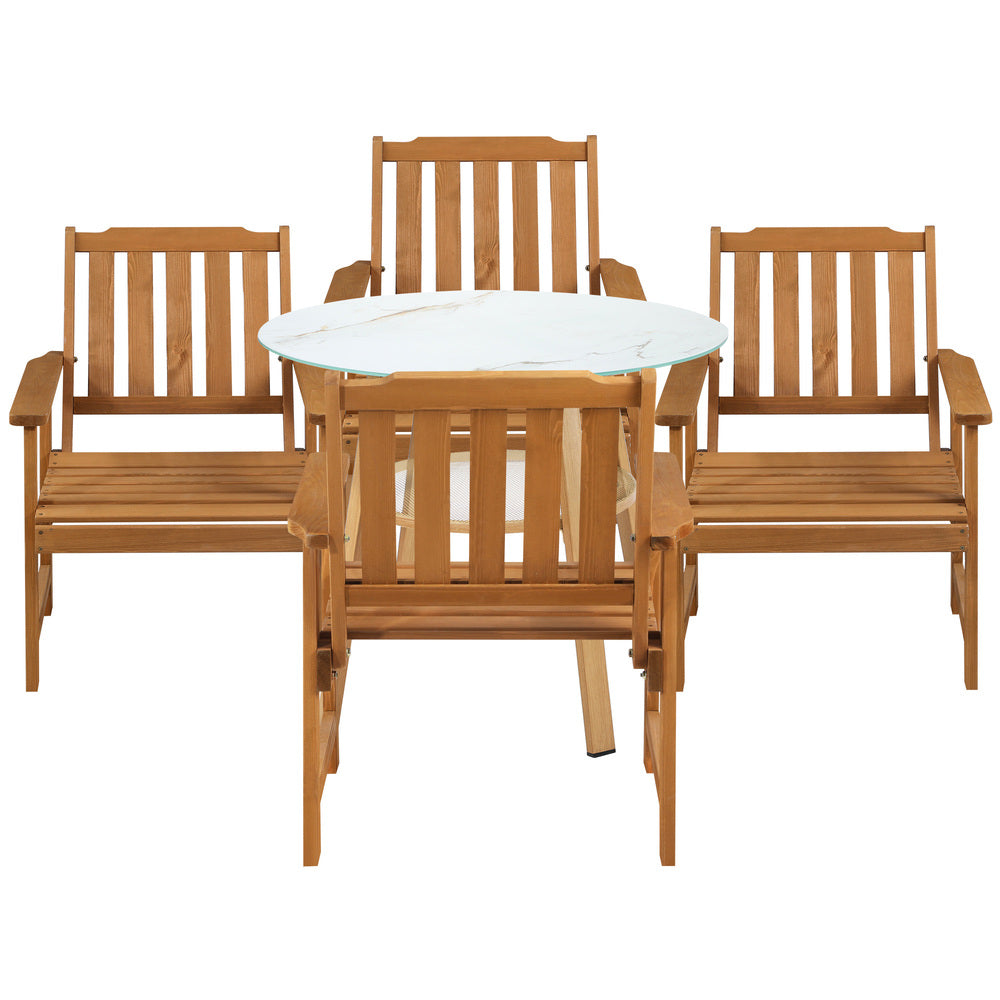 5PC Outdoor Dining Set Solid Wood Chair and Table