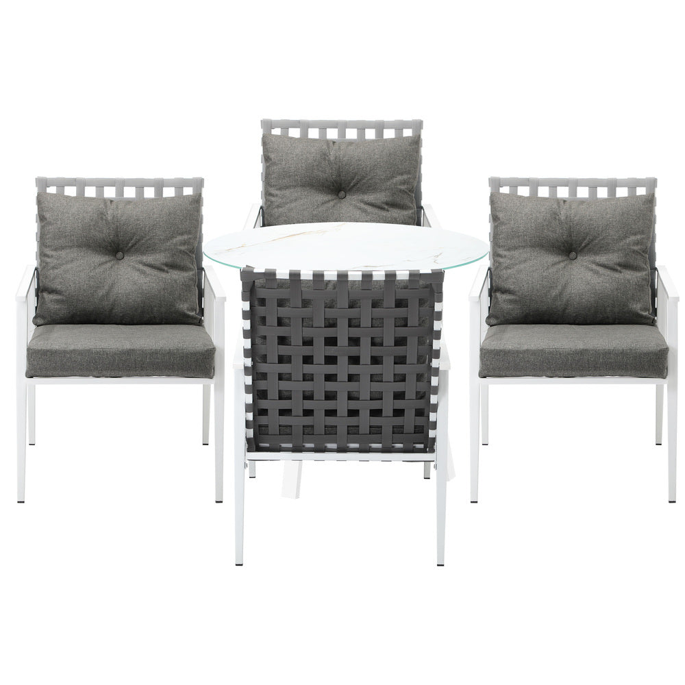 Outdoor Dining Set 2 Seater Rattan Armchair Glass Table