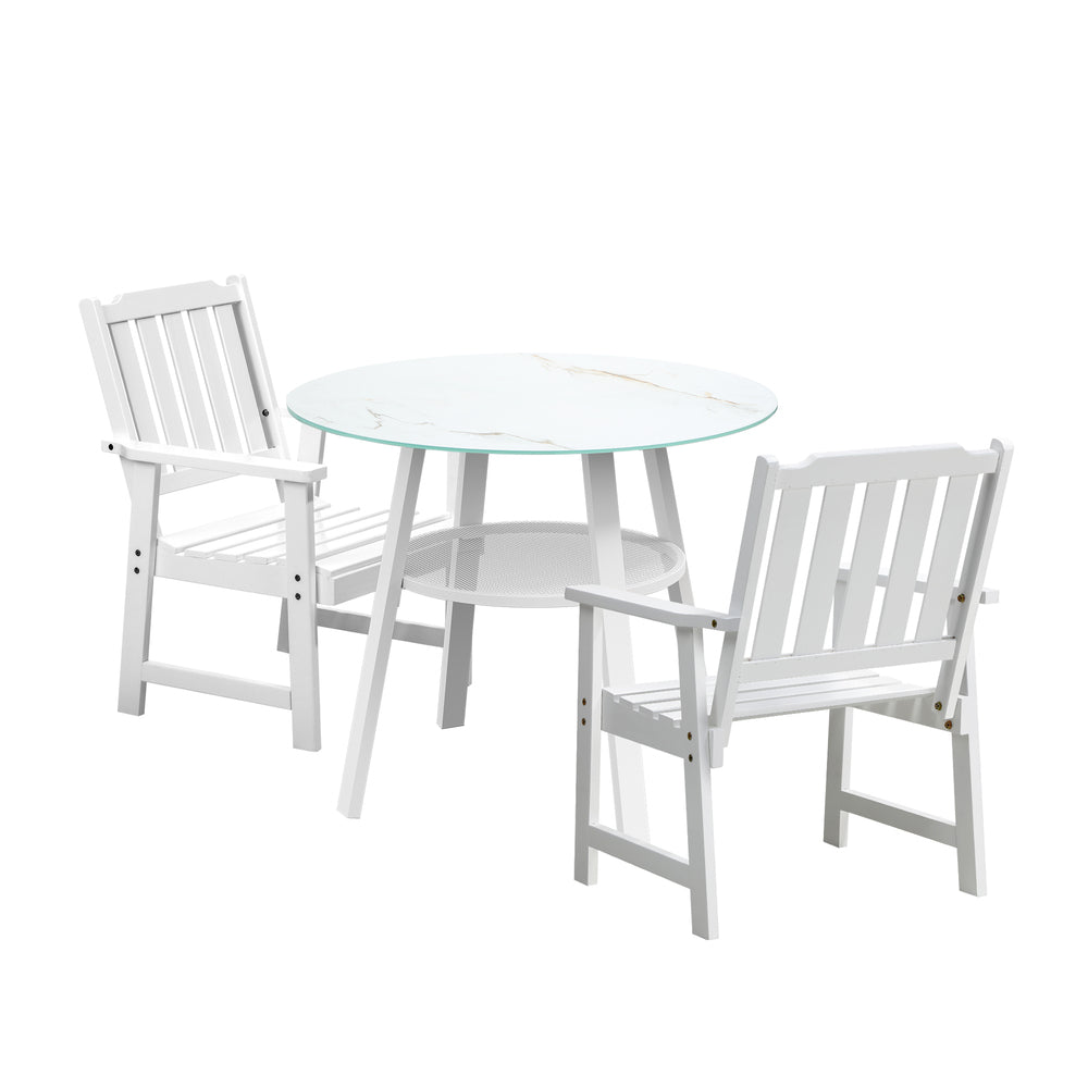 3PCS Outdoor Dining Setting Solid Wood Chair