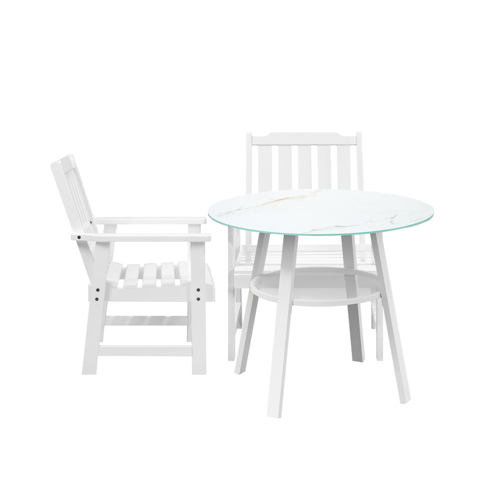 3PCS Outdoor Dining Setting Solid Wood Chair