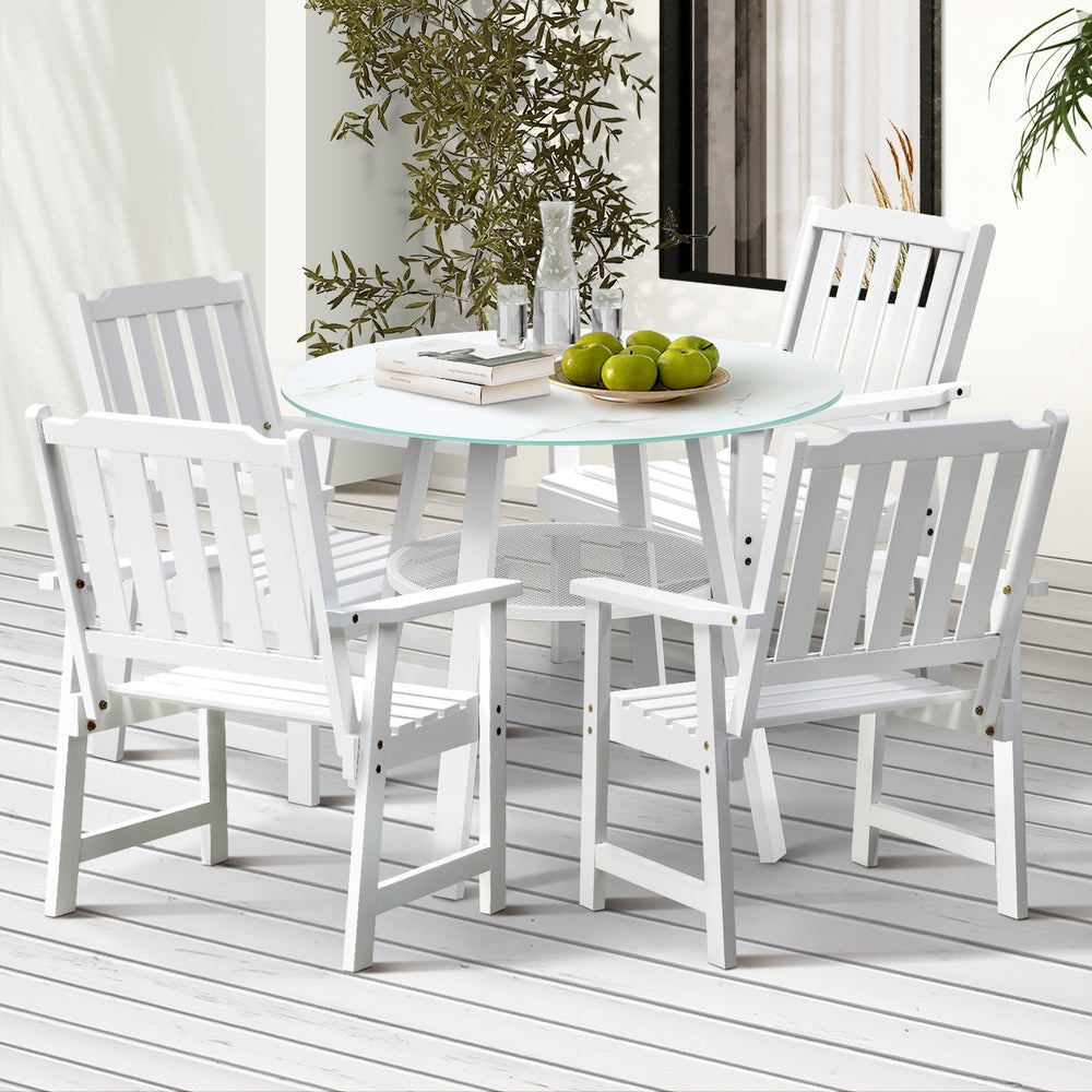 3PC/5PC Outdoor Dining Set Solid Wood Chair and Table