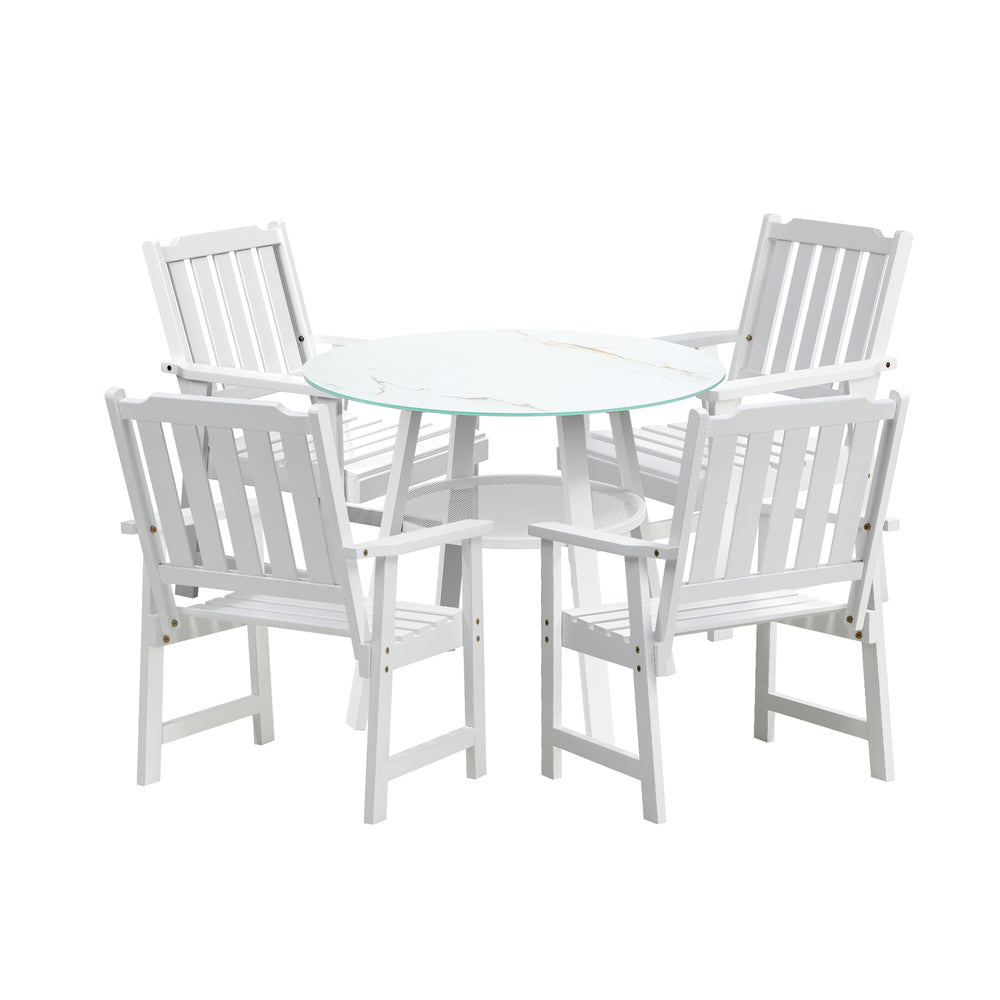 5PCS Outdoor Dining Setting Solid Wood Chair