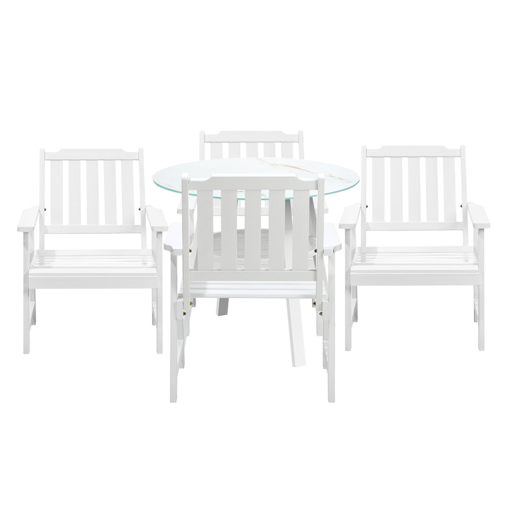 5PC Outdoor Dining Set Solid Wood Chair and Table