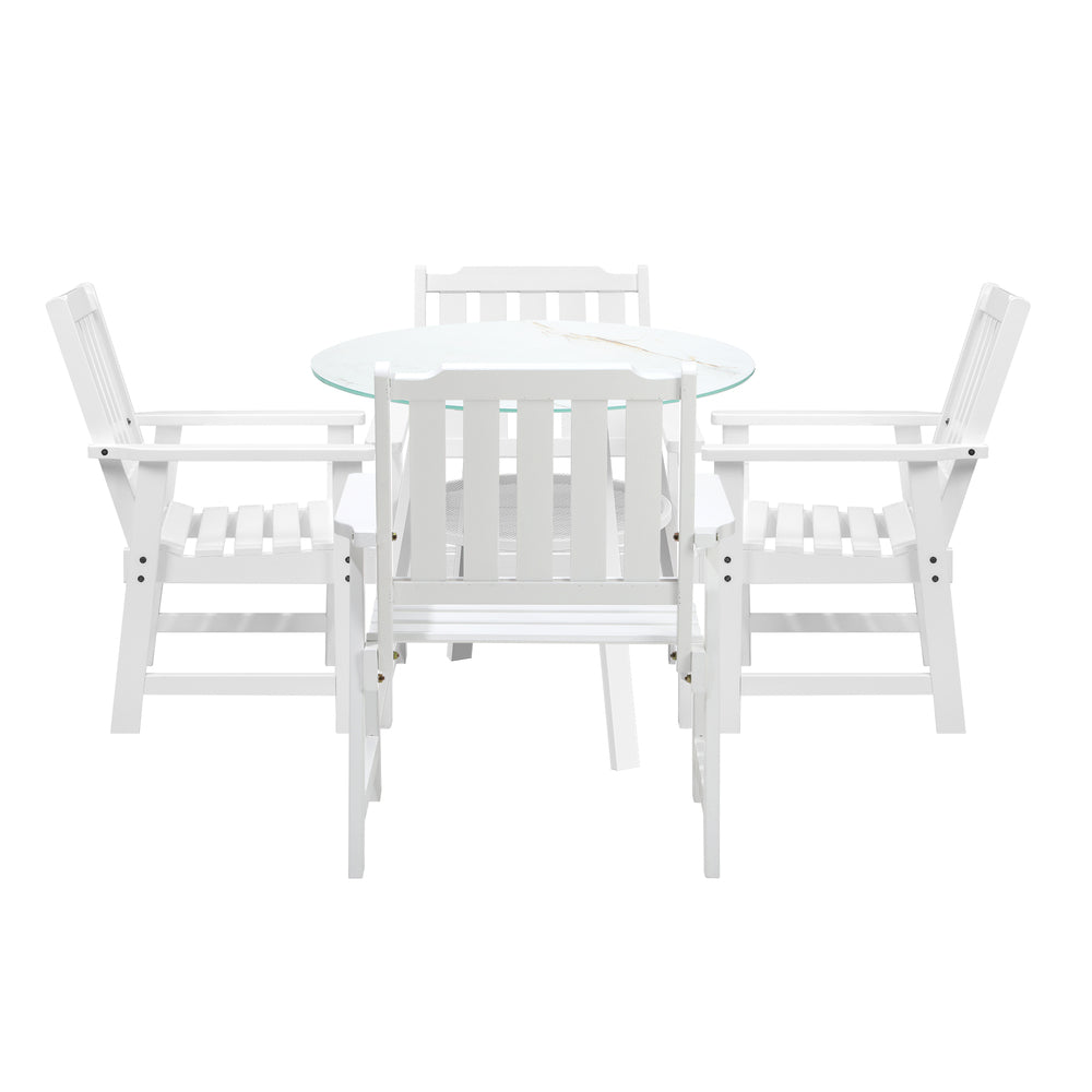 5PC Outdoor Dining Set Solid Wood Chair and Table