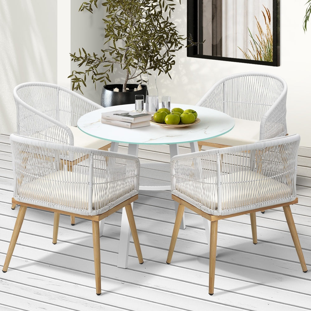 3/5 Piece Outdoor Dining Set Table w/Storage Shelf