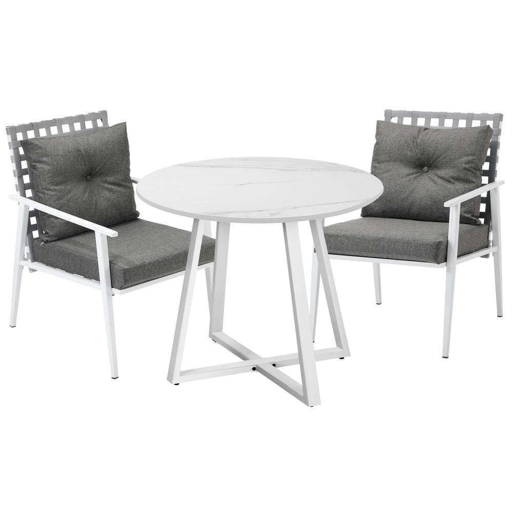 Outdoor Dining Set 3PCS Round Table Rattan Chair