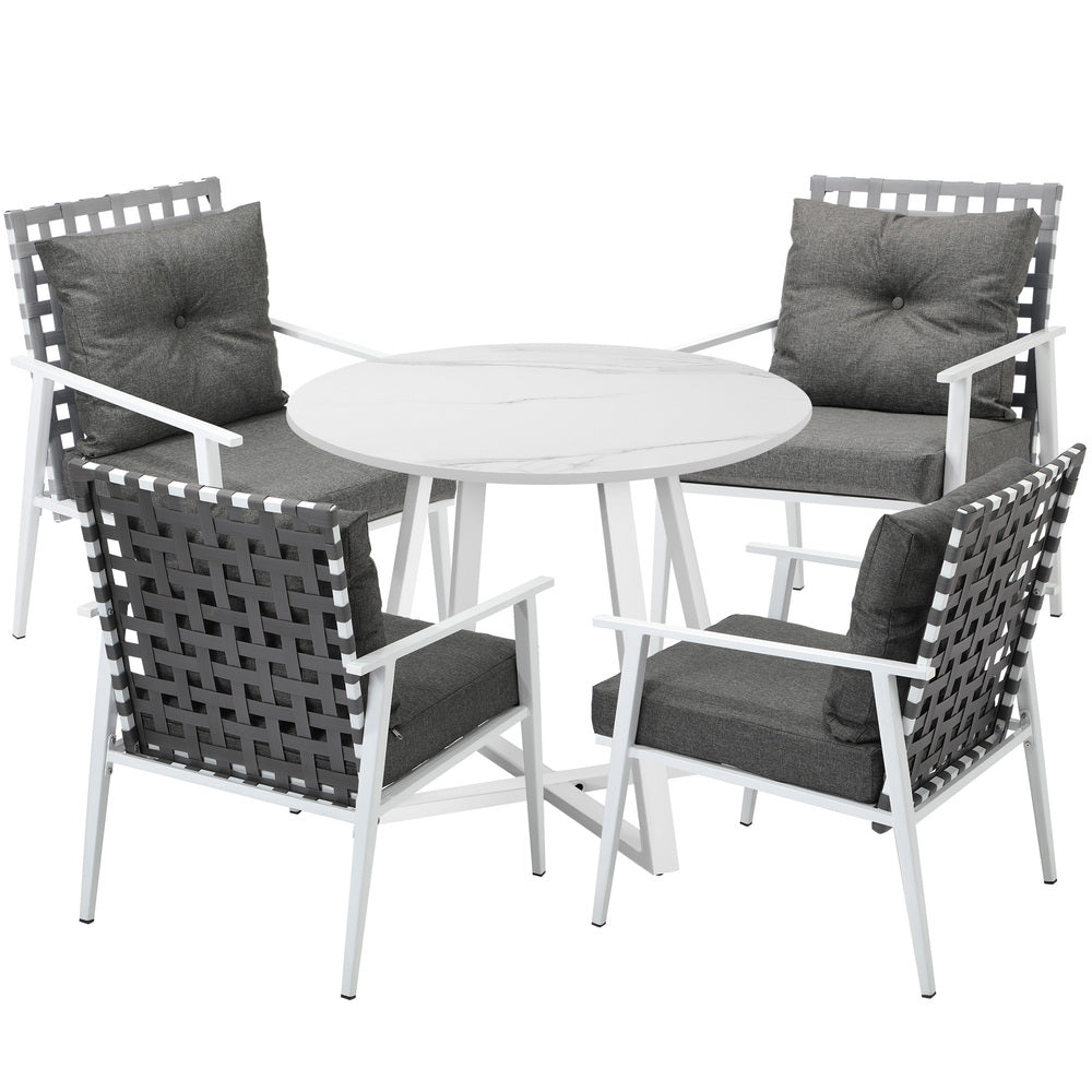 Outdoor Dining Set 5PCS Round Table Rattan Chair