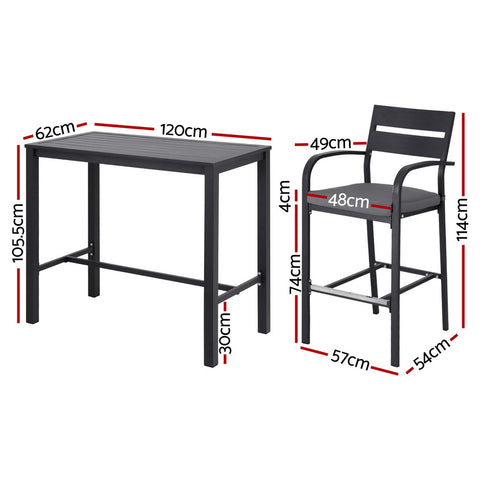 Outdoor Bar Set 5-Piece Aluminium Patio Furniture