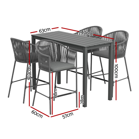 Stylish 5-Piece Outdoor Bar Set