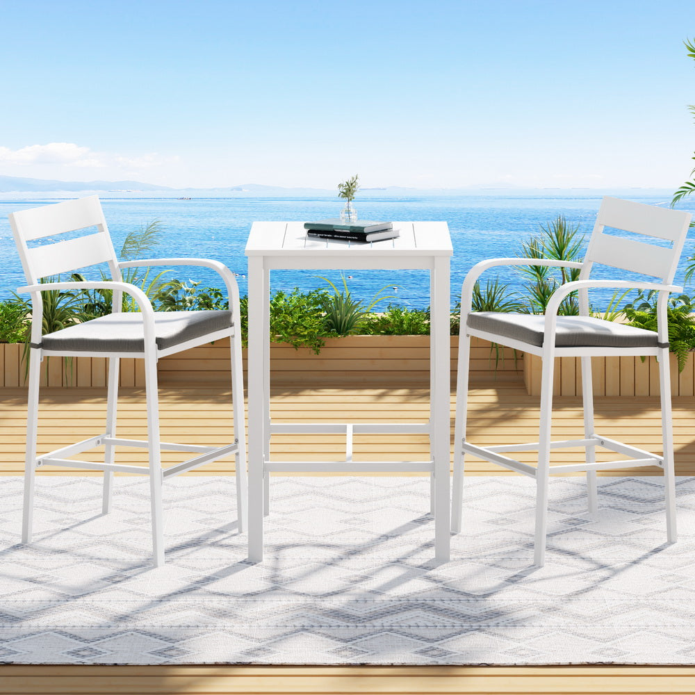 3-Piece Outdoor Bar Set Patio Aluminium Bistro