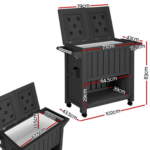 Outdoor Storage Cabinet Ice Cooler Cart 80L