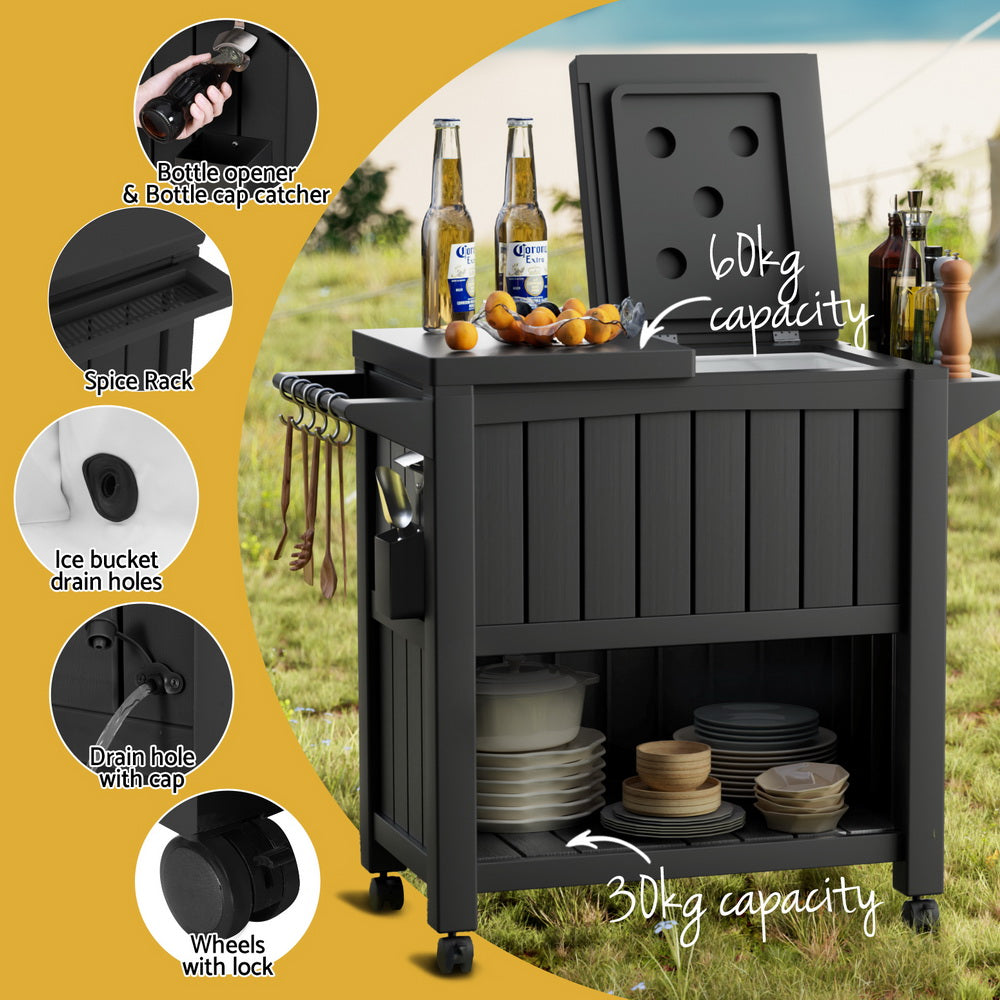 Outdoor Storage Cabinet Ice Cooler Cart 80L