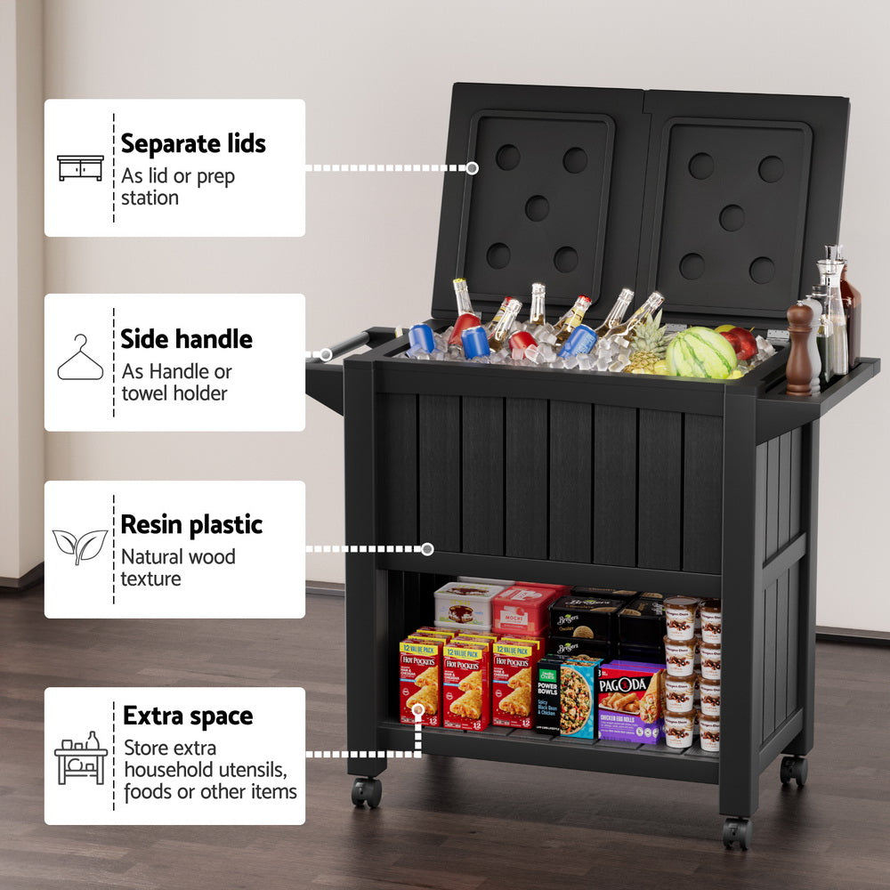 Outdoor Storage Cabinet Ice Cooler Cart 80L