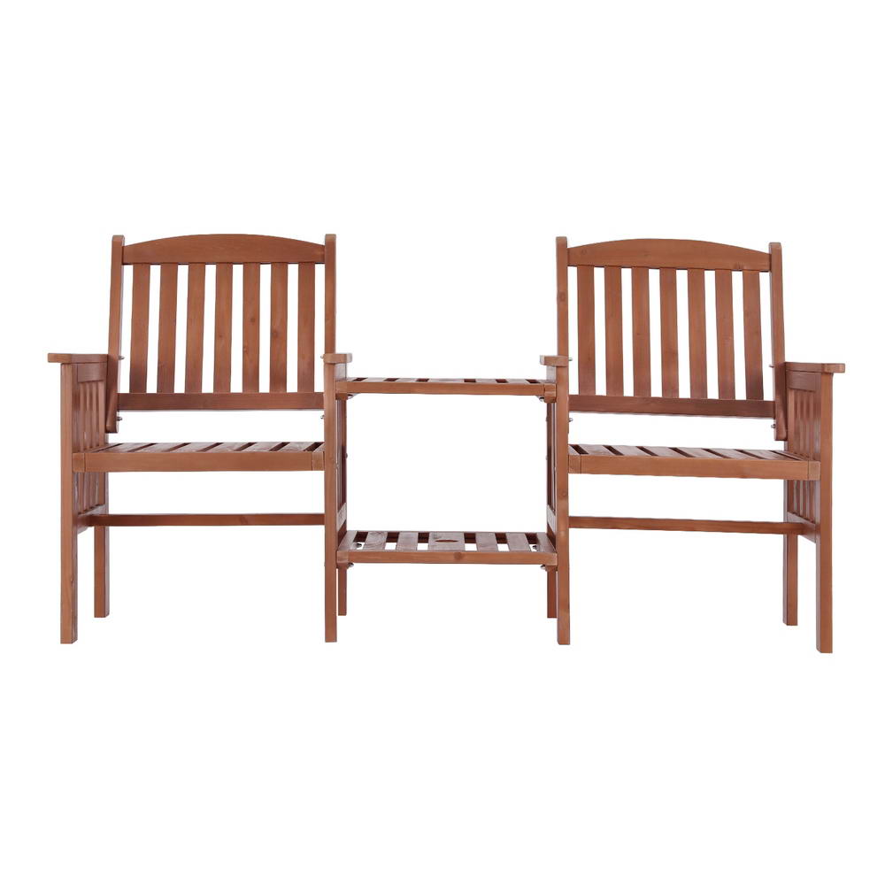 Stylish Outdoor Garden Bench & Table Set - Brown