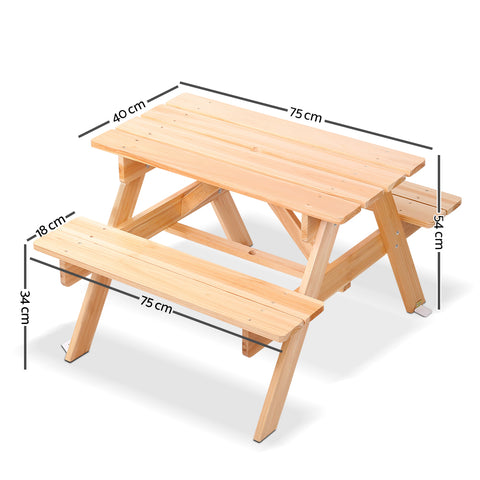 Durable Kids Outdoor Picnic Bench Set - Wooden