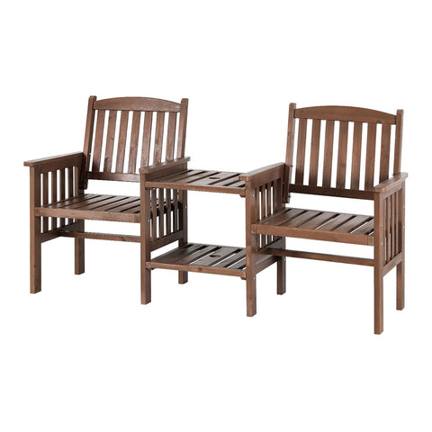 Outdoor Garden Bench Loveseat Wooden Table Chairs Patio Brown