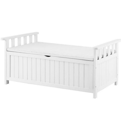 Durable Outdoor Storage Bench - White