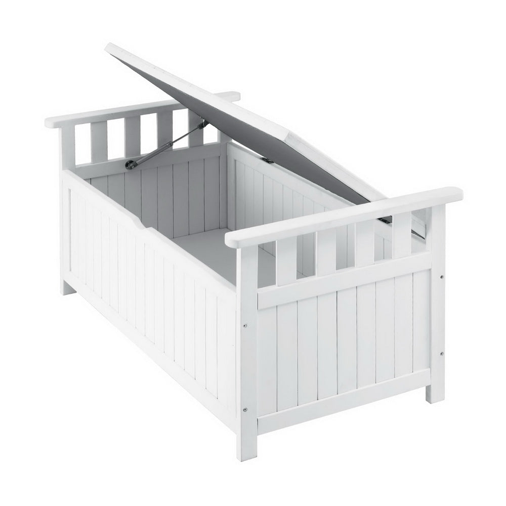 Durable Outdoor Storage Bench - White