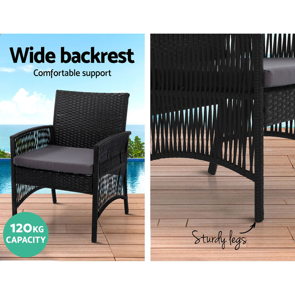 4Pcs Outdoorsofa Set With Storage Cover Wicker Harp Chair Table Black