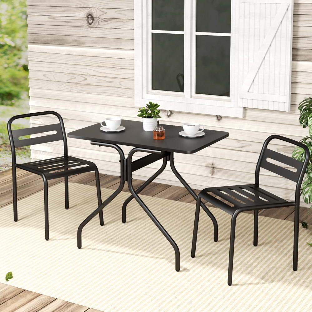 3PC Outdoor Bistro Set Patio Furniture Black